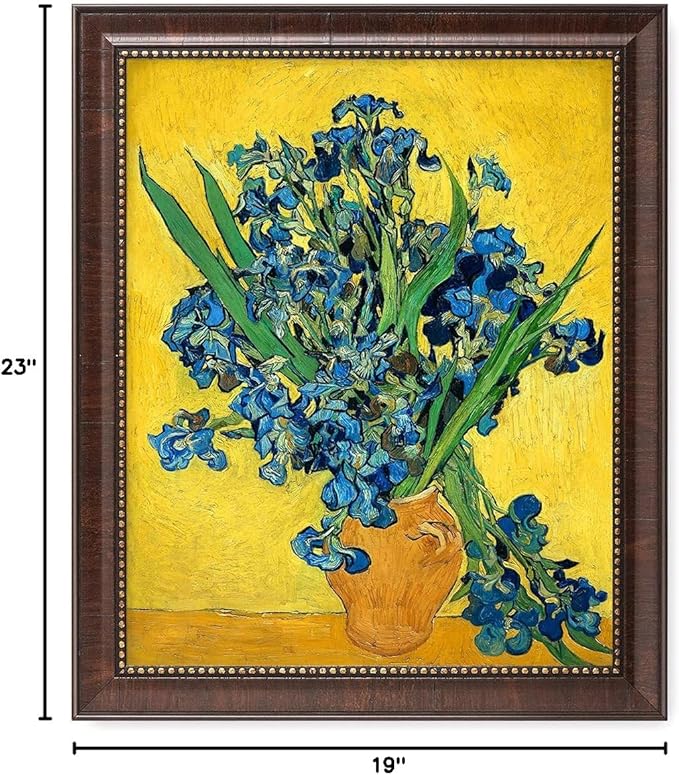 DECORARTS - Irises Vase Flower - Vincent Van Gogh Giclee Prints w/Antique Brown Frame for Wall Decor. Picture Size: 16x20, Total Size w/Frame: 19x23