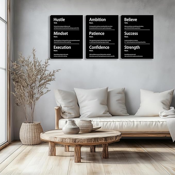 Motivational Wall Decor Paintings Inspirational Office Wall Decor Posters Prints 3 Pieces Bedroom Decor Living Room Office Canvas Picture Wall Painting Home Decoration Framed Artwork (48" Wx24 H)