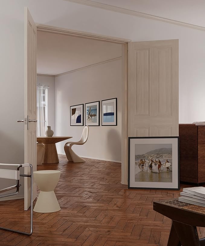 HAUS AND HUES Solid Oak Wood 20”x20” Picture Frames Matted to 16”x16” Set of 4-20 by 20 Square Picture Frames, 20 x 20 Frame Black, Square Picture Frame Set of 4 for Gallery Walls (Black Frame)