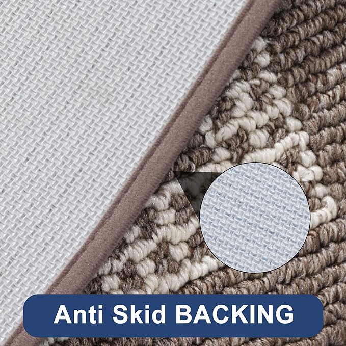 COSY HOMEER Kitchen Rugs Non-Slip 20x30/20x48 Inch Thick Polypropylene Standing Mat for Home Machine Washable, Brown