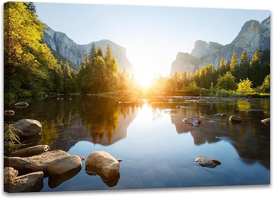 SKASNFAI Canvas Wall Art Utah National Parks Yosemite Canvas Print Landscape Painting Artwork Framed Home Decor Nature Poster for Bedroom Ready to Hang (28x44 inch)