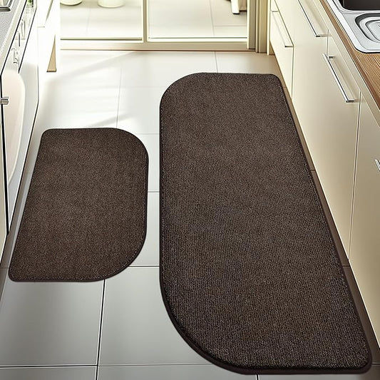 Washable Kitchen Rugs Set of 2 (24" x 35.5" + 24" x 59"), Non Slip Kitchen Mats for Floor, Absorbent Indoor Entryway Runner Rugs for Laundry, Bathroom, Door, Bedroom (Roll Packing)