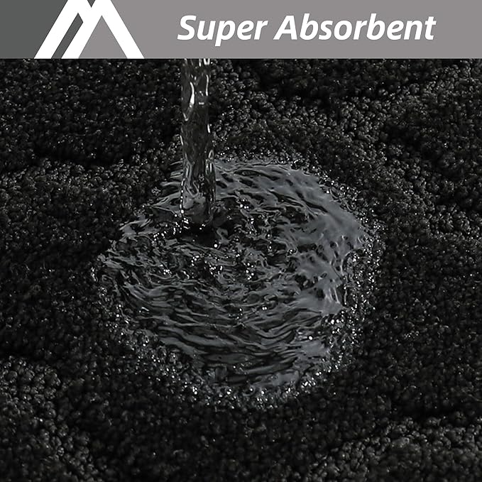 COSY HOMEER Soft Kitchen Rugs and Floor Mats for in Front of Sink Super Absorbent 20"x59" Non-Skid Standing Washable,Polyester,Black