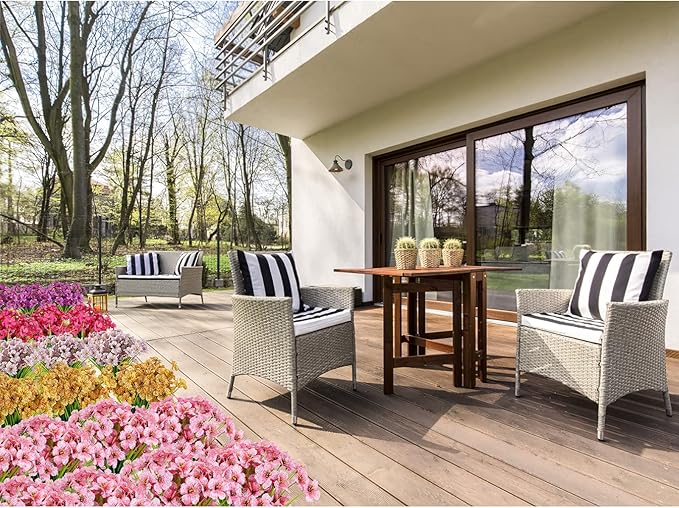 AmyHomie 20 Bundles Artificial Flowers for Outdoor Outside Spring Summer Decoration UV Resistant Faux Flowers No Fade Fake Plastic Plants Garden Porch Window Box Decorating (Pink)