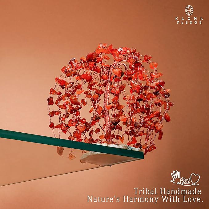 Carnelian Crystal Tree of Life Chakra Healing, Home and Office Desk Decor, Feng Shui Bonsai Trees for Postive Energy, Money, Good Luck, Christmas Decor, Spiritual Birthday Gifts for Women, Mom