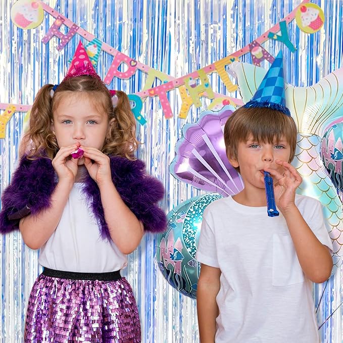 10 Pack Foil Curtain Backdrop Iridescent Metallic Tinsel Foil Fringe Curtains Photo Booth Props for Birthday Wedding Engagement Baby Shower Bachelorette Christmas Holiday Celebration Party Decoration