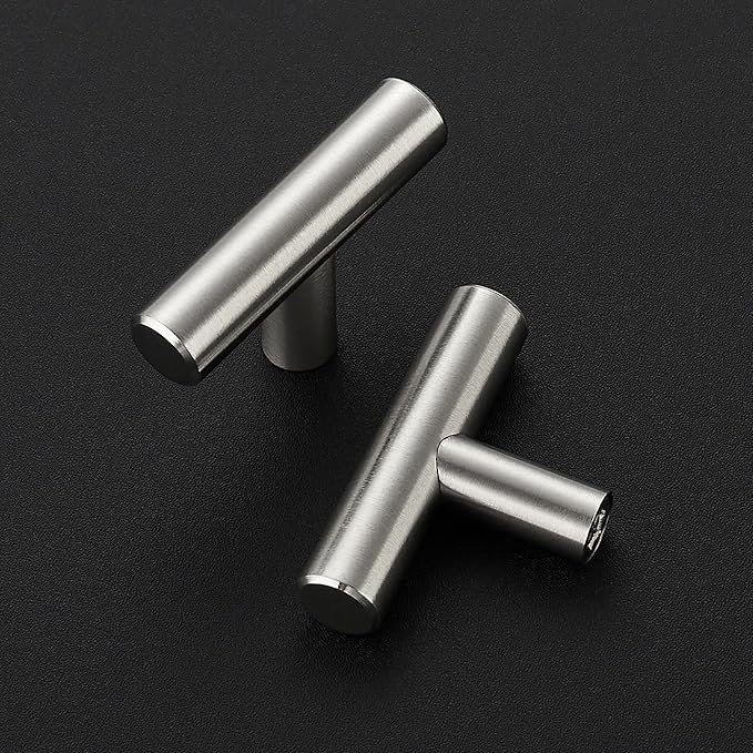 5 Pack Brushed Nickel Cabinet Knobs - Kitchen Cabinet Knobs Silver Cabinet Pulls for Kitchen Cabinet Drawer Stainless Steel Dresser Knobs for Cabinet Hardware 2in Length Single Hole T Bar
