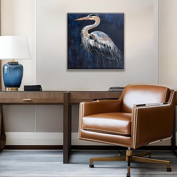Tsomzxng Animals Wall Art Abstract Prints Paintings For Decor Rustic Heron Bird Canvas Artwork For Bedroom Office Wall Decor 13"X13" minimalist home decor