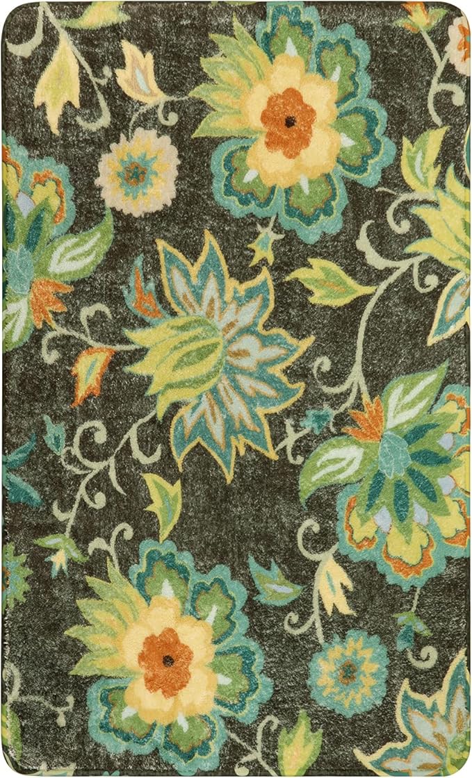 Lahome Collection Modern Floral Area Rug - 3'x5' Non-Slip Colorful Vintage Area Rug Accent Distressed Throw Rugs Floor Carpet for Living Room Bedrooms Decor (3’X 5’, Green)