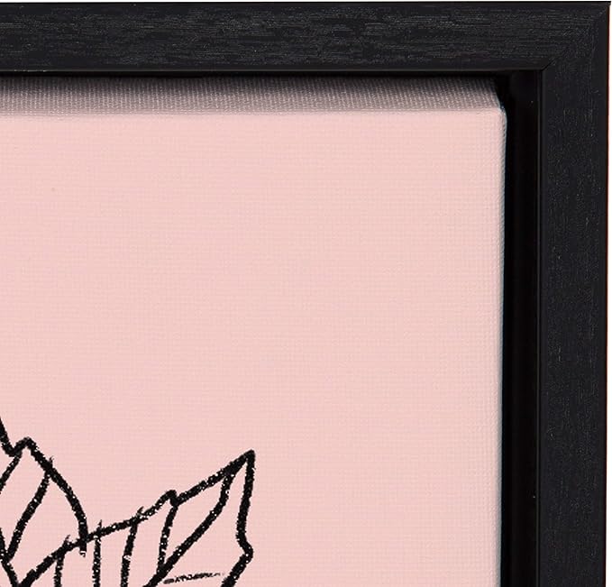 Kate and Laurel Sylvie Sketchy Dahlias Framed Canvas Wall Art by Maria Filar, 24x24 Black, Chic Floral Art for Wall