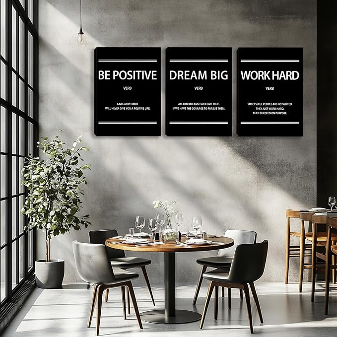 Motivational Wall Decor Paintings Inspirational Office Wall Decor Posters Prints 3 Pieces Bedroom Decor Living Room Office Canvas Picture Wall Painting Home Decoration Framed Artwork (36''W x 16''H)