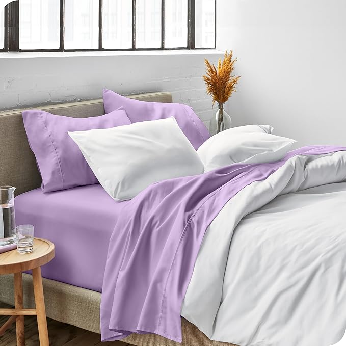 Bare Home Split Head Flex King Sheet Set - 1800 Ultra-Soft Microfiber Bed Sheets - Double Brushed - Deep Pockets - Easy Fit - 4 Piece Set - FlexTop King Bedding Sheets (Split Head Flex King, Lavender)