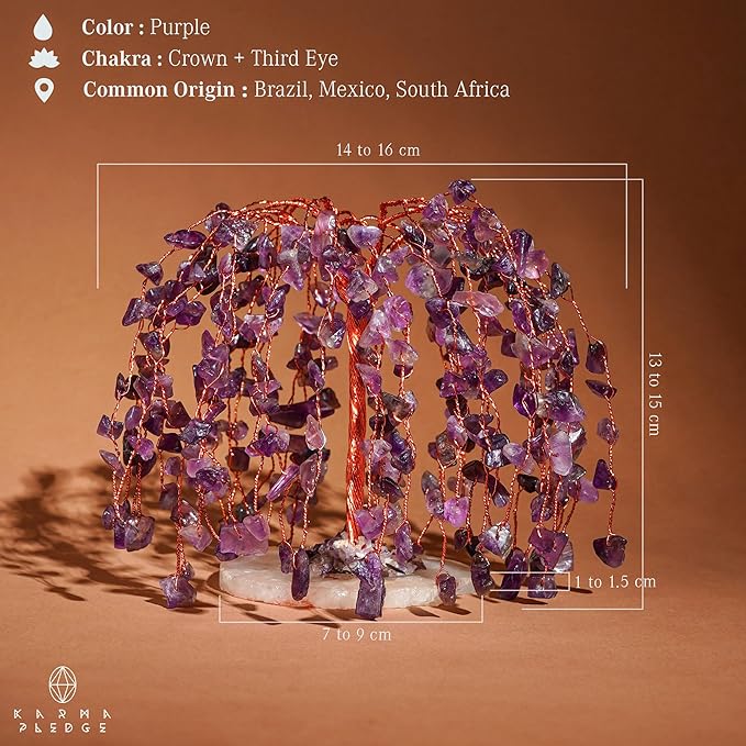 Amethyst Crystal Tree of Life Chakra Healing, Home and Office Desk Decor, Feng Shui Bonsai Trees for Postive Energy, Money, Good Luck, Christmas Decor, Spiritual Birthday Gifts for Women, Mom