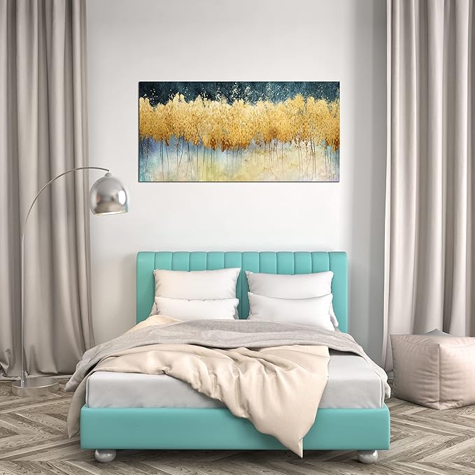 XXMWallArt FC2675 Canvas Wall Art Abstract Golden Forest Painting Modern Decor Abstract Canvas Prints for Living Room Bedroom Kitchen Home and Office Wall Decor