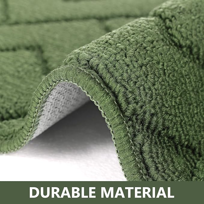 hicorfe Kitchen Rugs and Mats Sets,2 Pieces Super Absorbent Polypropylene Non-Slip Rug,Soft Comfort Floor Mat,Washable for Kitchen,Hallway,Office,Sink,Laundry(20" x 31.5" Plus 20" x 59",Green)