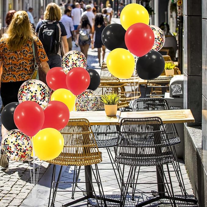 Red Yellow and Black Balloon Stand Centerpiece Table Decorations for Mouse Birthday Mickey Theme Party Decorations(Red yellow black set4)