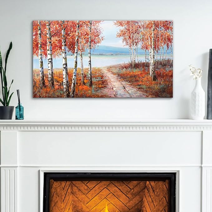 YDYSUNE Landscape Nature Wall Art - Forest Artwork for Walls - Scenery Canvas Wall Art - Orange Painting for Living Room - Farmhouse Decor - Wall Pictures for Bedroom 20×40IN