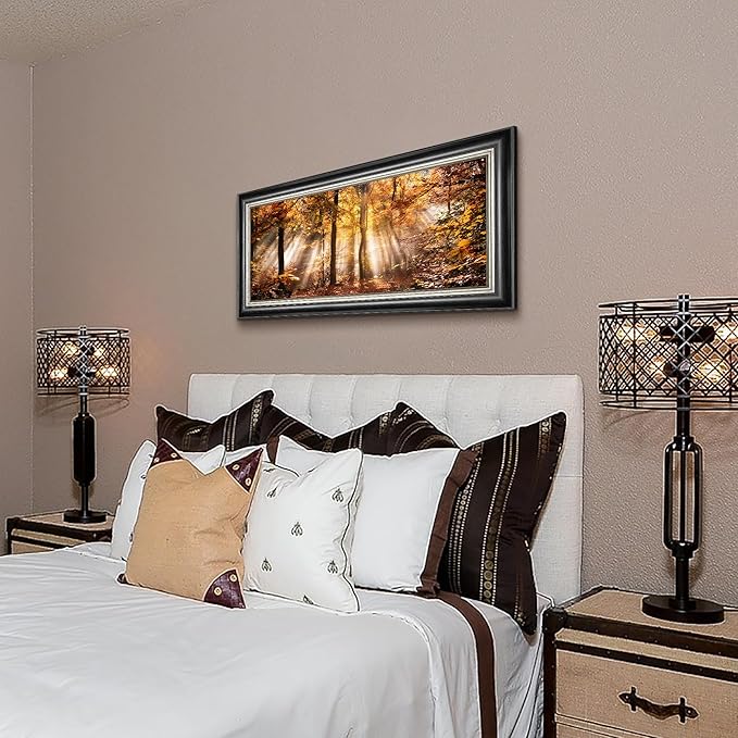 Framed Birch Tree Canvas Wall Art: Nature Forest Print Painting Autumn Landscape Artwork for Living Room Bedroom