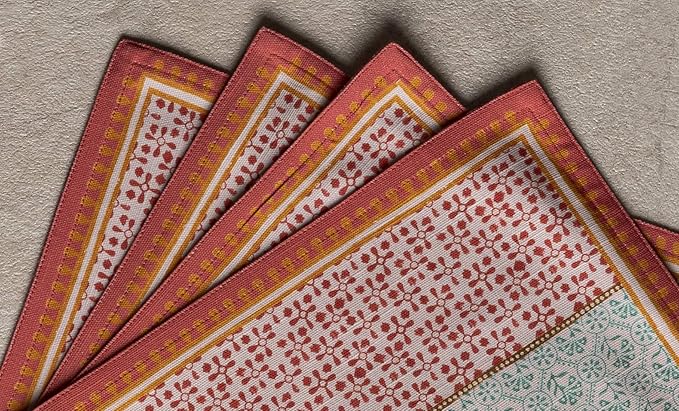 Maison d' Hermine Placemats Set of 4 100% Cotton Washable Cloth Place Mats, Reusable Table Mats for Kitchen Dining Decoration, Party, Wedding, Restaurant Spring/Summer (Provence, 13" x 19")