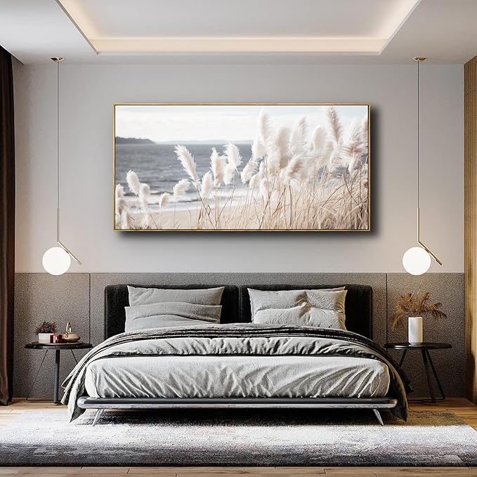 Framed Wall Art Artwork Decor Nature Wall ArtReedSeascape Wall Decor for Bedroom Living Room Decoration Home Kitchen Office 20" x 40"