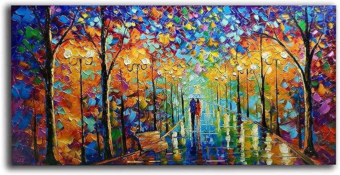 Tyed art- Large Contemporary Wall Art Landscape Oil Painting On Canvas palette knife Textured Tree Painting hand-painted Acrylic Abstract Landscape wall art modern canvas painting 30x60inch