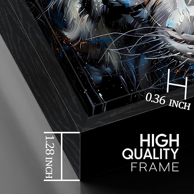 ZHAOSHOP White Tiger Art Wall Decor for Living Room - Black and White Office Decor for Men - Black Framed Canvas Wall Art Size 29" x 59"