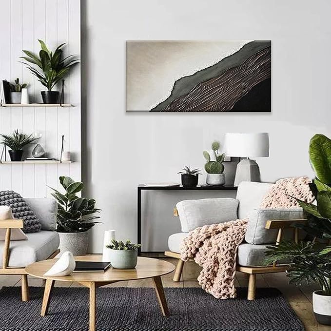 Tsomzxng Abstract Canvas Art Wall Decor Brown Black Wall Art Painting Abstract Art Prints Minimalist Decor Artwork For Bedroom Kitchen Office Bathroom Wall Artwork 20"×40"