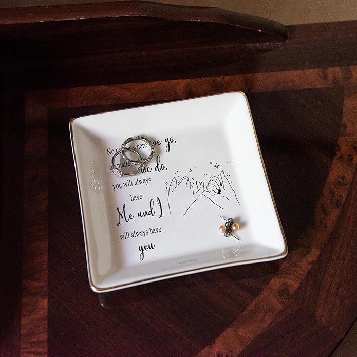 HOME SMILE Ceramic Ring Dish Jewelry Tray for Mom Sister Friends