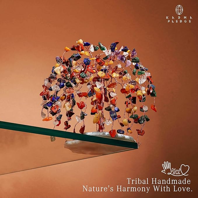 7 Chakra Healing Crystal Tree of Life, Home and Office Desk Décor, Feng Shui Money Bonsai Trees for Postive Energy, Wealth, Good Luck, Protection, Reiki Healing Crystals and Stones, Spiritual Gifts