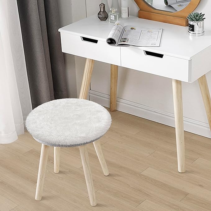 Tie Dye White Round Rugs Small 2x2 ft Fluffy Circle Rug Furry Carpet Shaggy Circular Fuzzy Plush Area Rug for Girls Bedroom Kids Room Nursery Cute Room Decor Chair Cushion Pet mat Doormat