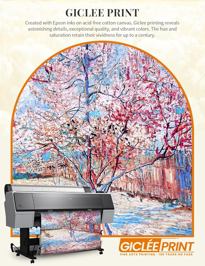 DECORARTS - Reminiscence of Mauve, Vincent Van Gogh Art Reproduction. Acid Free Cotton Canvas Giclee Print w/Bronze Frame&Mat for Wall Decor.