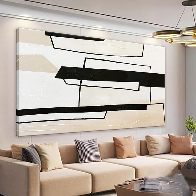 TAIJXAGSG Large Abstract Wall Art For Living Room Black Canvas Art Wall Decor White Wall Art Office Decoration Abstract Wall Decor For Home Bedroom Kitchen Artwork 29x58 Inch