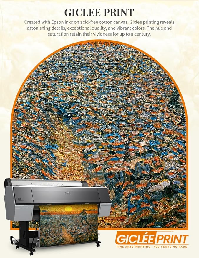 DECORARTS - The Sower - Vincent Van Gogh Giclee Prints w/Antique Brown Frame for Wall Decor. Picture Size: 20x16, Total Size w/Frame: 23x19