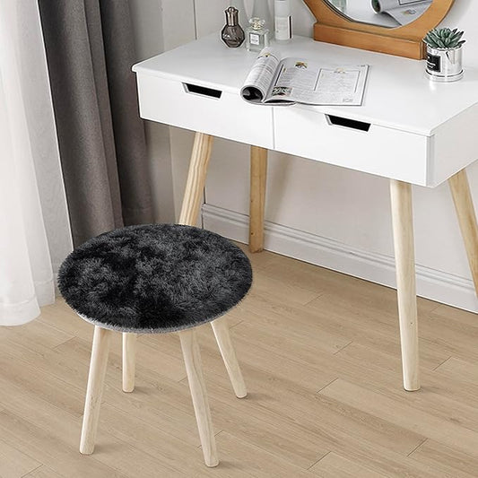 Tie Dye Black Round Rugs Small 2x2 ft Fluffy Circle Rug Furry Carpet Shaggy Circular Fuzzy Plush Area Rug for Girls Bedroom Kids Room Nursery Cute Room Decor Chair Cushion Pet mat Doormat
