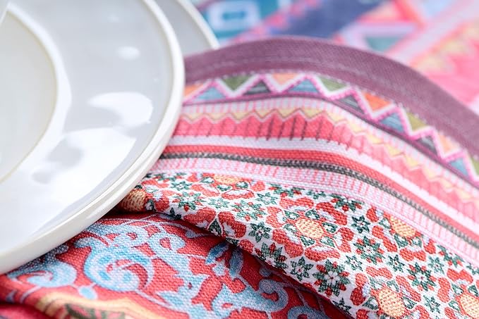 Maison d' Hermine Cloth Napkins Set of 4 100% Cotton Everyday Reusable Square Napkins Cloth Washable, Dinner, Party, Wedding, Restaurant (Ispahan, 20" x 20")