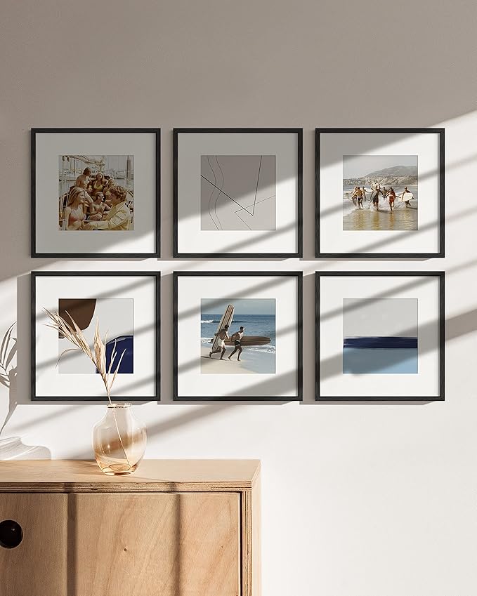 HAUS AND HUES Set of 15 12x12 Picture Frame - 12x12 Frame Square Picture Frames Black Frames for Gallery Wall, 12 x 12 Frame Wood Picture Frames with Mat, Square Frames 12 by 12 Frame (Black Frame)