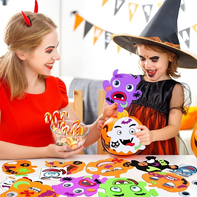 Max Fun Halloween Foam Stickers Set Halloween Crafts for Kids Bulk DIY Pumpkin Ghost Skull Decorations, 204PCS Party Favors Supplies