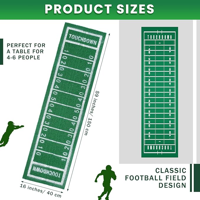 Football Table Runner Artificial Grass Decoration 16 x 59 Inch Grass Touchdown Game Days Table Centerpieces Decor for Football Party Favors Kitchen Dining Home