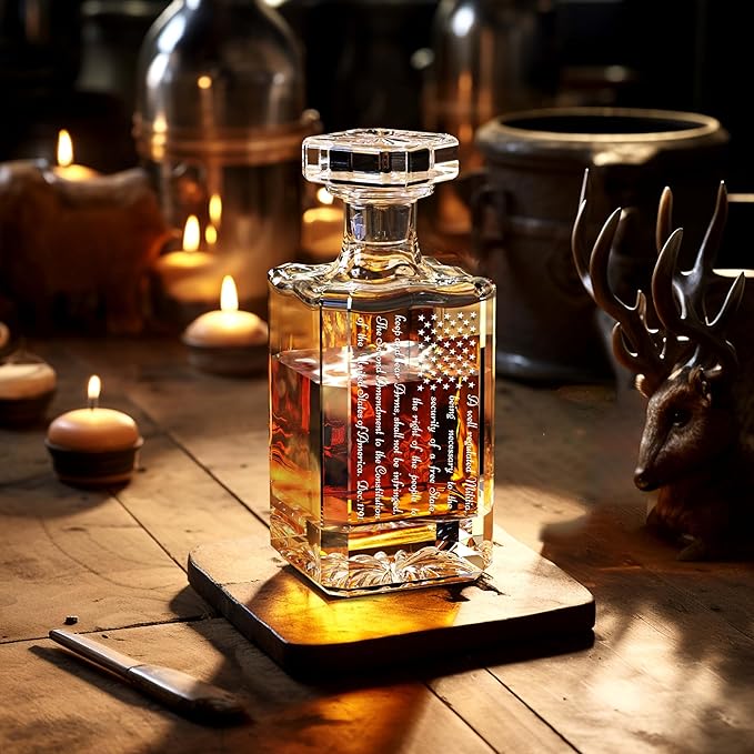 FURSARCAR Birthday Gifts for Men Dad Father, Whiskey Decanter Engraved We The People 1791, Unique Cool Mens Fathers Birthday Gift from Daughter Son, Personalized Present Decanter Sets for Man