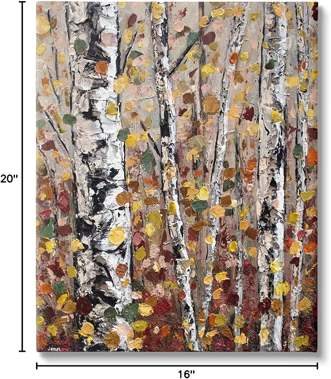 Stupell Industries Autumn Birch Trees Abstract Leaves Canvas Wall Art, Design by Jen Seeley