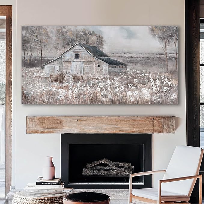 SDYA Landscape Canvas Wall Art Animal Photo Prints White and Brown Wall Hanging Decor 24"x48" Decorations for Bedroom Office Art