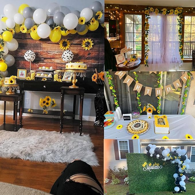 UKELER 3 Pack Artificial Sunflower Garland Fake Hanging Garland Yellow Sunflower Vines Artificial Sunflowers for Home Hotel Office Wedding Party Garden Craft Art Décor