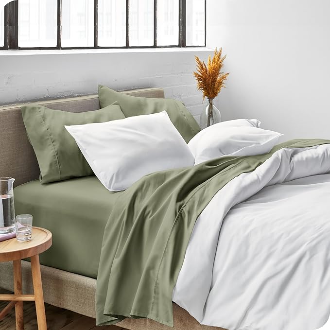Bare Home Ultra-Soft Split Cal King Sheet Set - Luxury 1800 - Hydro-Brushed - Deep Pockets - Easy Fit - 4 Piece Set - Bedding Sheets & Pillowcases (Split California King, Sage)