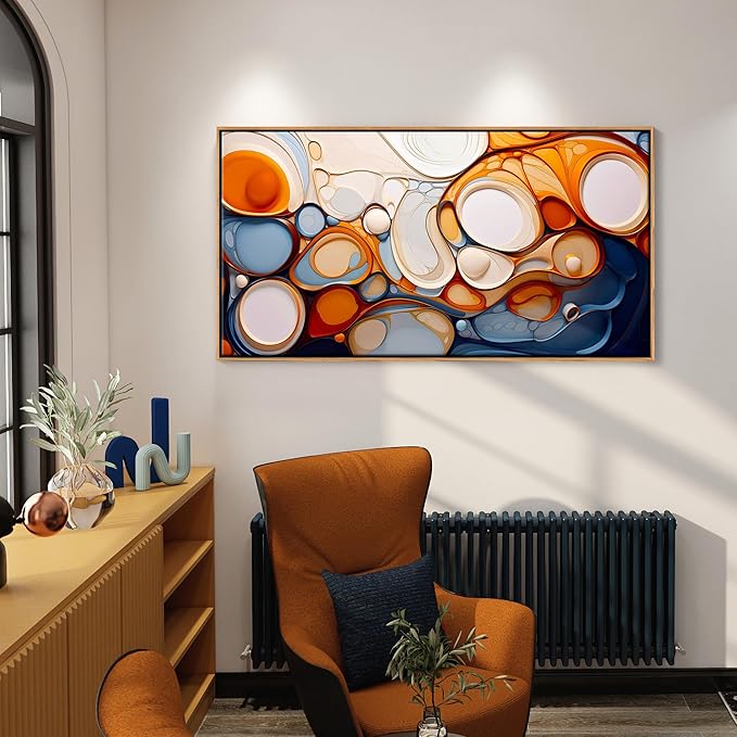 Large Abstract Wall Art: Framed Canvas for Living Room - Colorful Modern Aesthetic Bedroom Decor Above Bed, Office Artwork 2958IN Wood Frame