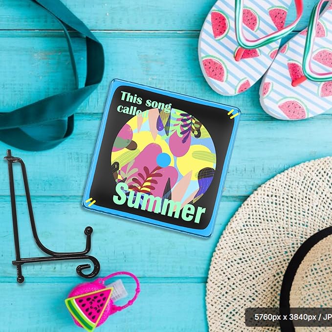 This Song Called Summer Acrylic Sign With A Metal Support - 4x4" Seasonal Abstract Aesthetic Tabletop Acrylic Plaque - Home Desk Office Shelf Display Art Decoration & Favors For Women Men - A01