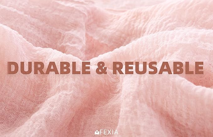 FEXIA Pink Table Runner 30x118 Inches for Spring Easter Decor Dusty Pink Cheesecloth Table Runner for Tea Party Decorations Gauze for Wedding Baby Shower Bridal Shower First Communion and Home Decor