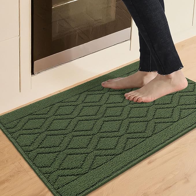 COSY HOMEER-Kitchen-Rugs-and-Mats 20"x30" Non Slip Kitchen Mats for Floor Absorbent Kitchen Rug Washable Kitchen Standing Floor Mat for Sink Mat,Throw Rug,Entry,Laundry,Green