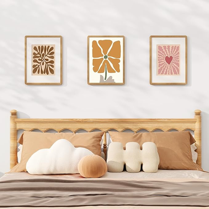 Solid Oak Wood 12x16 Picture Frame, Farmhouse 12 x 16 Wooden Frames, 12x16 Frame Matted to 8.5x11, Tempered Real Glass, 12"x16" Frames Minimalist Art Frame for Home Deocr, Natural Oak Color, 1 Pack