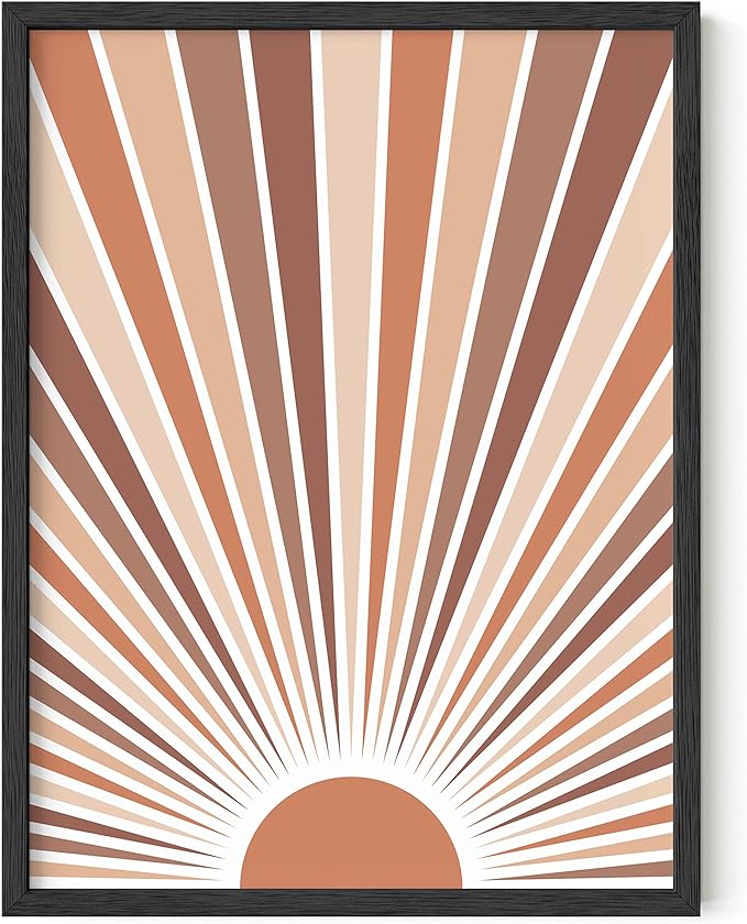 HAUS AND HUES Boho Art Prints Sun Wall Decor - Sun Art Print Boho Posters and Prints Wall Decor Rainbow Colored Sunshine Wall Art (Unframed, 12x16)