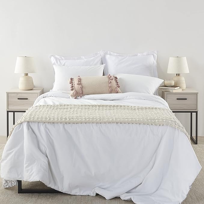 Nourison Home 16" Cream Natural Textured Ceramic Accent Table Lamp, Farmhouse, Boho, for Bedroom, Living Room, End Table, Coffee Table Lamp